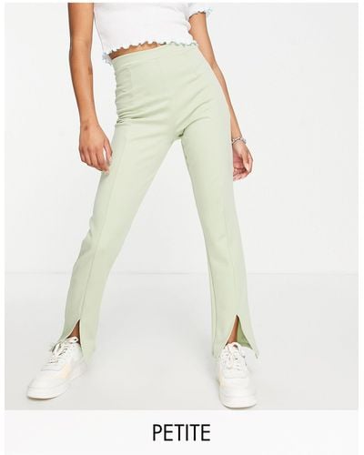 Flounce London High Waist Tailored Stretch Pants With Split Front - White