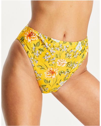 Figleaves Briony High Waist Tummy Control Bikini Bottoms - Yellow