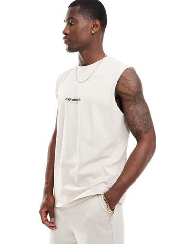 Jack & Jones Oversized Vest With Chest Logo - White