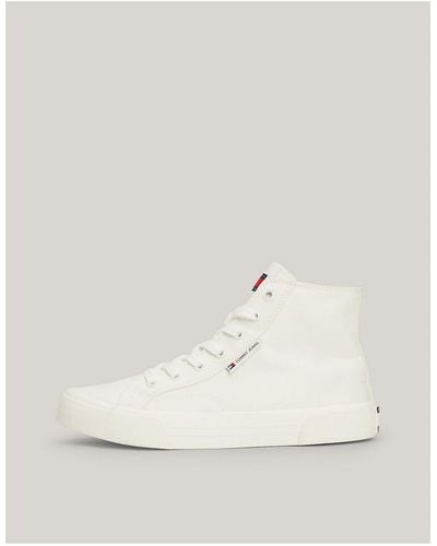 Tommy Hilfiger Canvas Mid-top Basketball Trainers - White