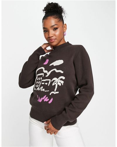Monki Relaxed Jumper - Brown