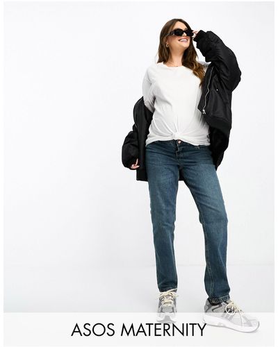 ASOS Asos Design Maternity - Smalle Mom Jeans - Blauw