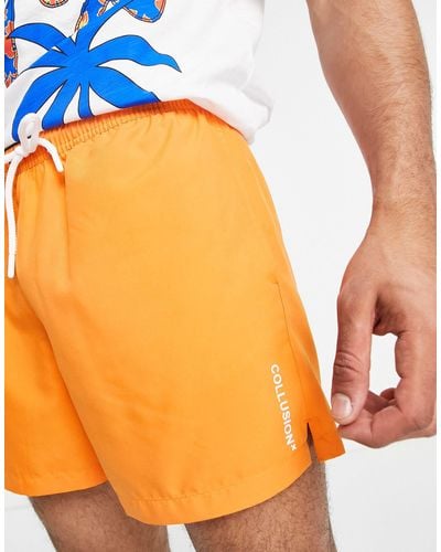 Collusion Shorter Length Swim Shorts - Orange