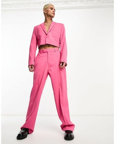 ASOS Wide Leg Suit Pants - Pink