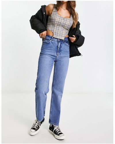 Reclaimed (vintage) Jeans Met Hoge Taille En Smalle Pijpen - Blauw