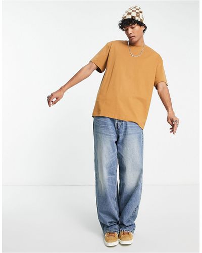 Weekday T-shirt oversize color senape - Blu