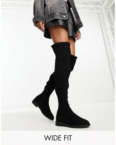 ASOS Wide Fit Kalani Over The Knee Boots - Black