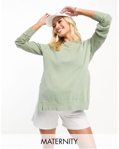 Cotton On Zwangerschapskleding - Sweatshirt Van Fleece Met Studs Aan - Groen