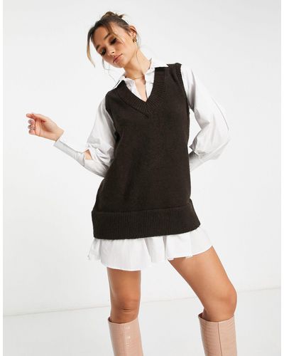 River Island Hybrid Sweater Shirt Dress - Black