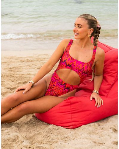 South Beach X miss molly - maillot 1 pièce à imprimé abstrait - Rouge