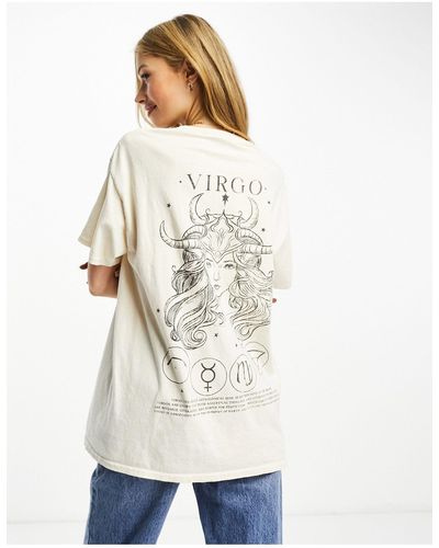 Miss Selfridge Horoscope Virgo Oversized T-shirt - White