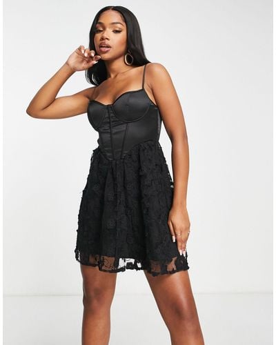 Love Triangle Corset Body Mini Dress - Black