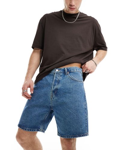 Weekday – space – locker geschnittene jeans-shorts - Schwarz