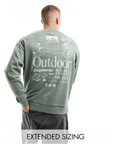 ASOS Oversized Sweatshirt With Large Back Print - Gray