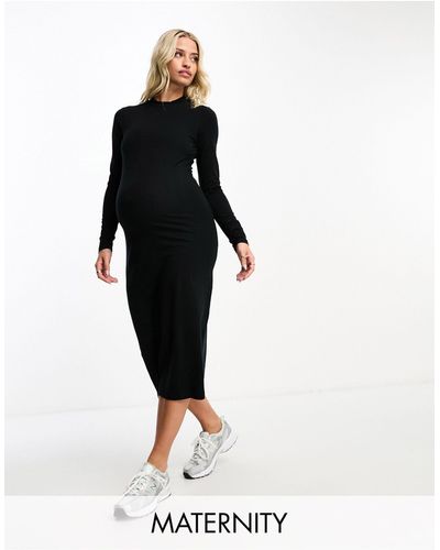 Mama.licious Mamalicious Maternity Jersey Midi Bodycon Dress - Black