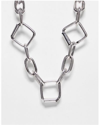 Reclaimed (vintage) Collar unisex estilo cadena con eslabones variados y hebilla - Blanco