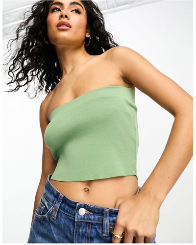ASOS Knitted Bandeau Crop Top - Green