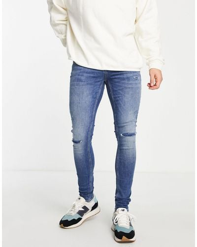 River Island Spray On Jeans With Rips - Blue