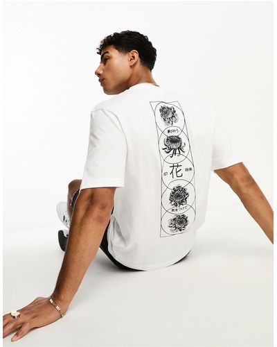 River Island T-shirt Met Japanse Cirkelprint - Wit