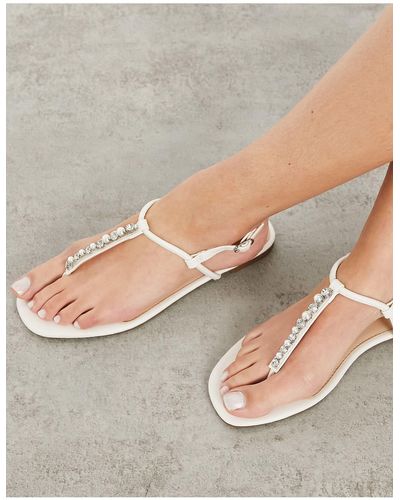 Oasis Glitter Toe Post Sandals - Gray
