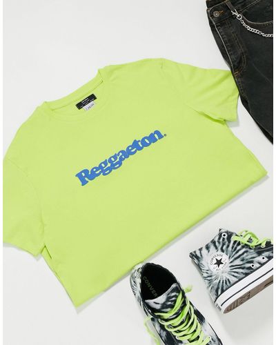 Bershka T-shirt à imprimé Reggaeton - Vert
