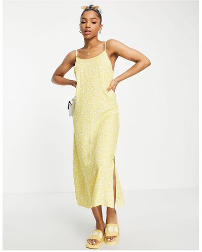 Y.A.S Sanna Strappy Printed Midi Dress - Yellow