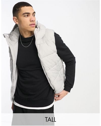 French Connection Tall Puffer Gilet With Hood - Black