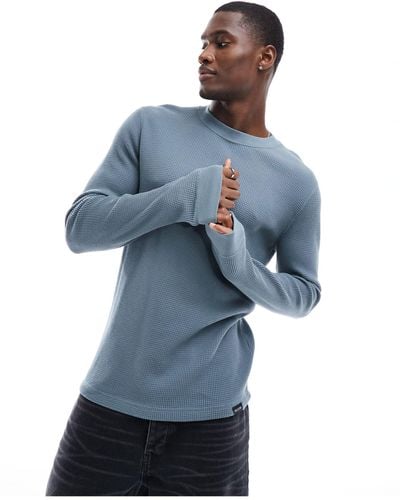 Hollister Long Sleeve Waffle T-shirt - Blue