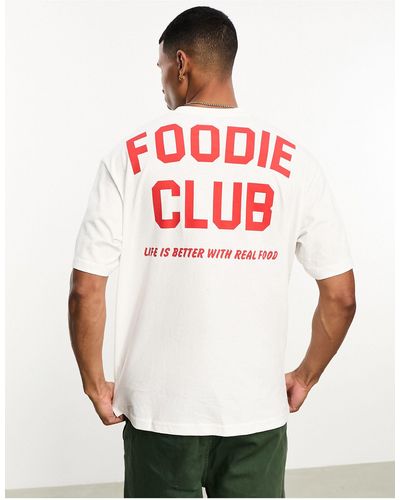 Bershka T-shirt Met Foodie Club-print - Rood