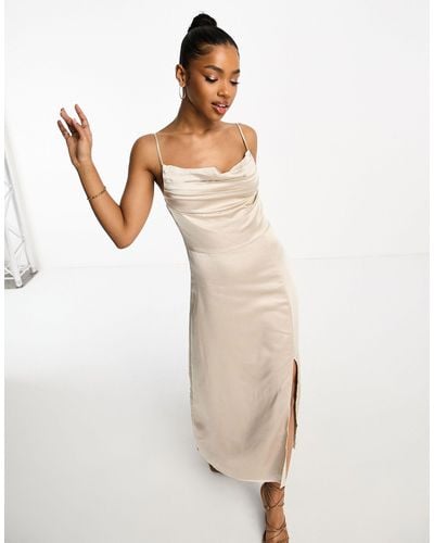 Pimkie Maxi-jurk Met Gedrapeerde Halslijn En Zijsplit - Wit