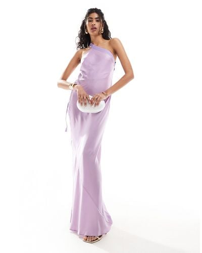 ASOS One Shoulder Maxi Dress With Grosgrain Strap - Pink