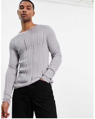 ASOS Knitted Jumper With Laddering - White