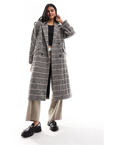 SELECTED Femme - cappotto formale oversize con stampa a quadri - Grigio