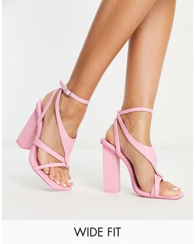 Public Desire Bring It Block Heeled Sandals - Pink