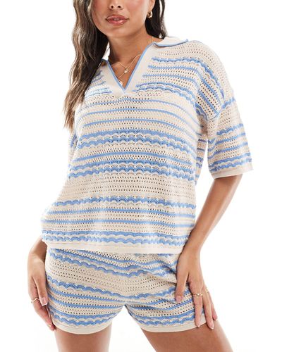 ASOS Knitted Beach Shirt Co Ord - Blue