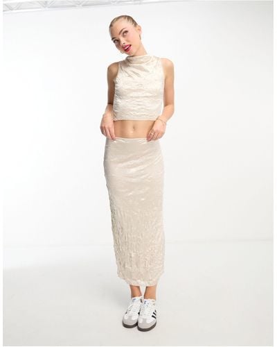 Miss Selfridge Textured Column Skirt - White