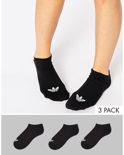 adidas Originals Originals 3 Pack Trefoil Liner Socks - Black