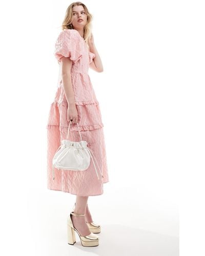 Sister Jane Dream Bow Back Jacquard Midaxi Dress - Pink