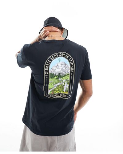Columbia Camiseta negra con estampado gráfico en la espalda cavalry trail exclusiva en asos - Azul
