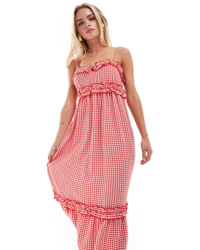 Miss Selfridge Cami Ruffle Trim Maxi Dress - Pink