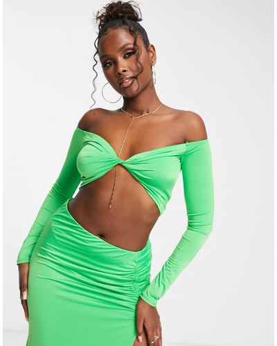 AFRM Ally Slinky Twist Front Long Sleeve Top - Green