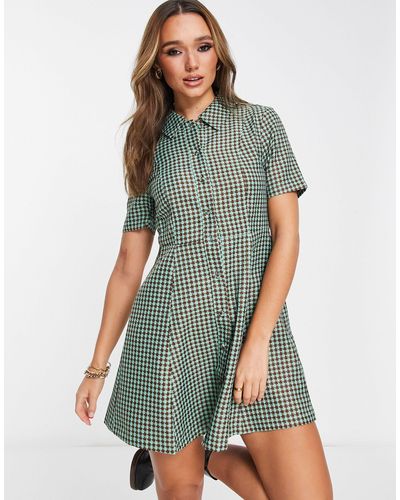 Vila Jacquard Shirt Mini Dress - Green