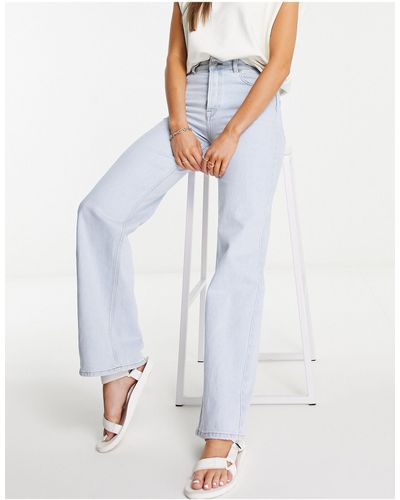 SELECTED Femme – jeans mit weitem bein und hohem bund - Blau