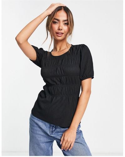 Pieces Calka Ruched Top - Black