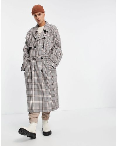 ASOS Double Breasted Oversized Trench Coat - Grey