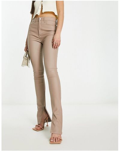 ASOS DESIGN faux leather cigarette pant with seam detail in berry - part of  a set