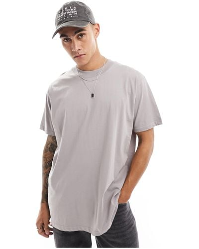 Brave Soul Oversized High Neck T-shirt - Grey