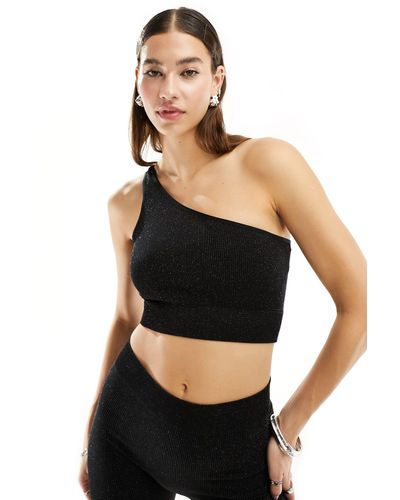 Noisy May One Shoulder Top Co-ord - Black