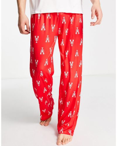 Loungeable Pijama rojo y blanco con estampado