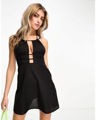 AsYou Cut Out Detail Halter A-line Mini Dress - Black